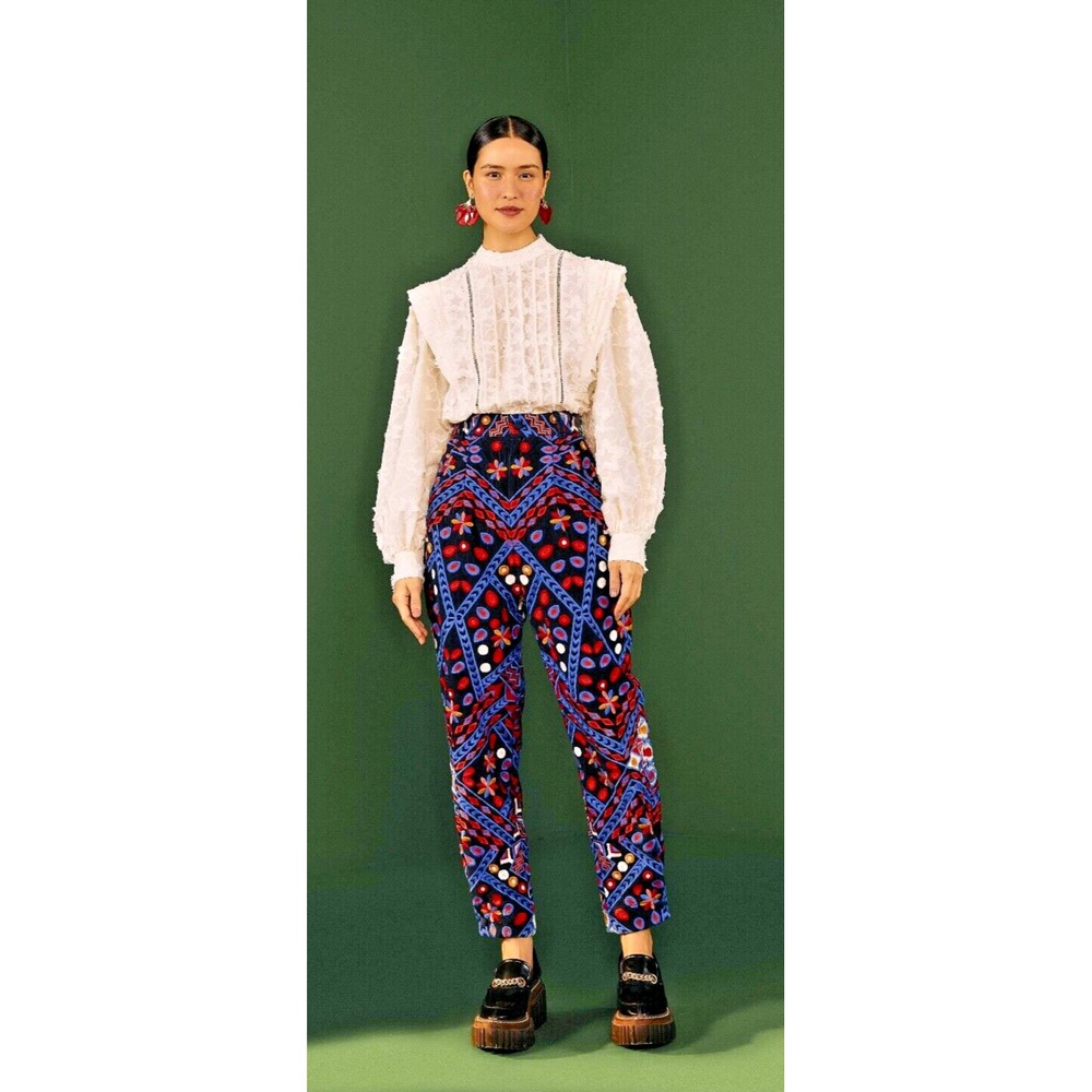 Farm Rio. Corduroy Pants, Navy Blue, Medium,‎ New!